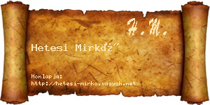 Hetesi Mirkó névjegykártya